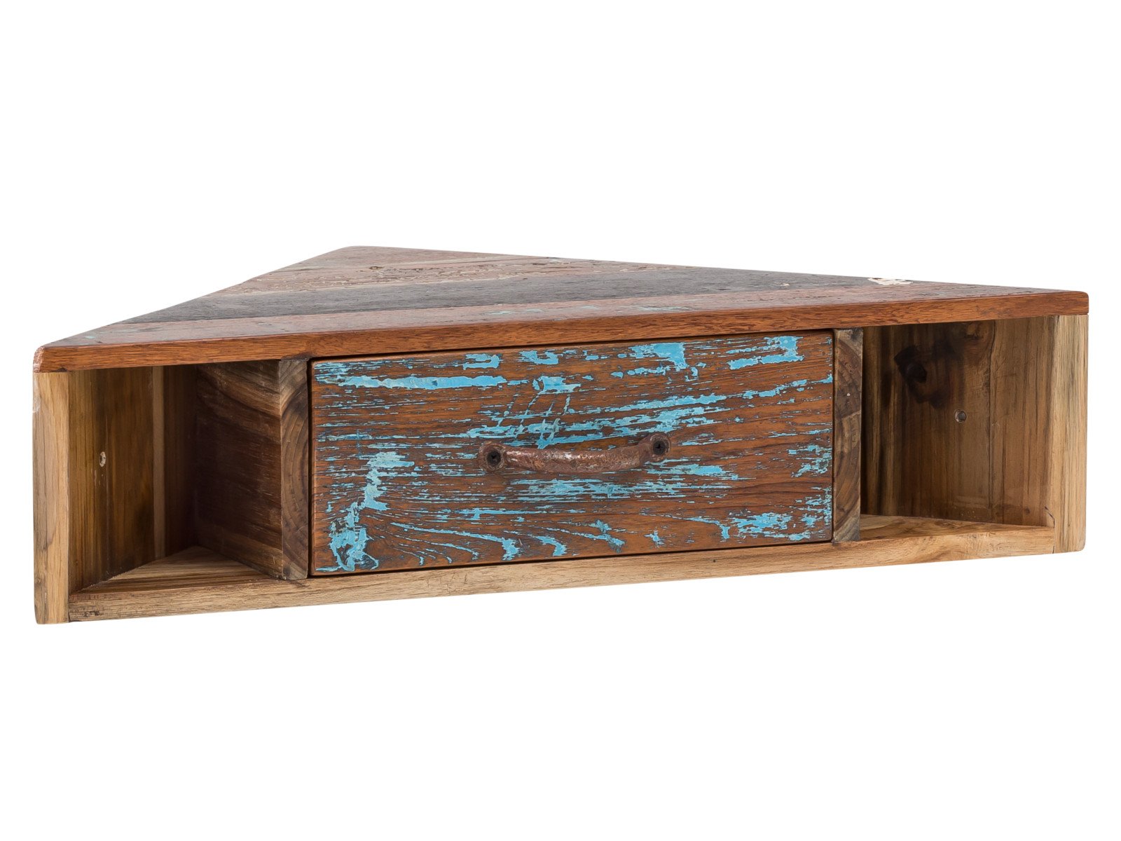 Eckregal Sumana Eckregal Sumana Holz - recyceltes Hartholz 63x18x30 Schrägansicht