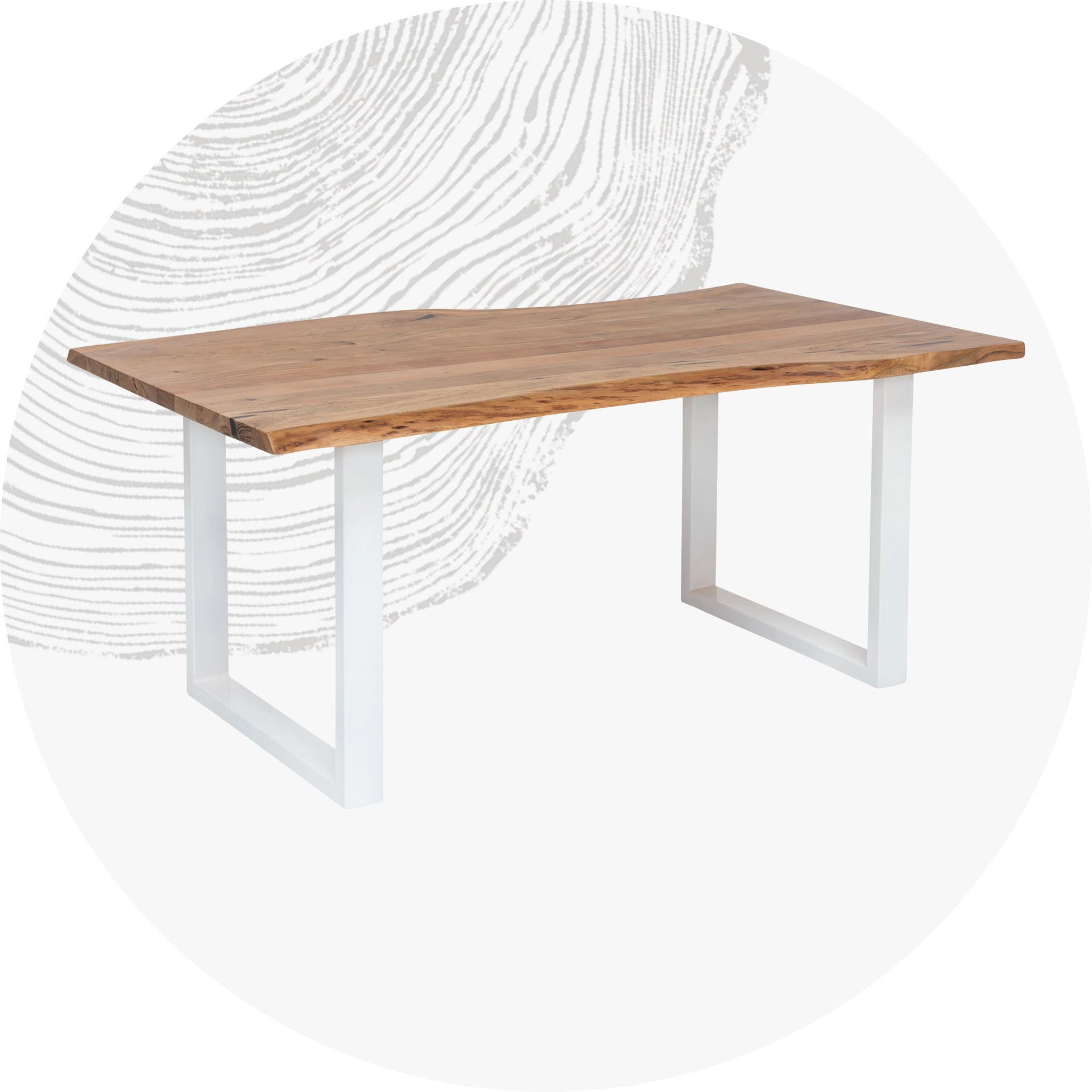 Moderner massiver Esstisch aus Eichenholz in warmem Ambiente, minimalistisches Design mit passenden Stühlen