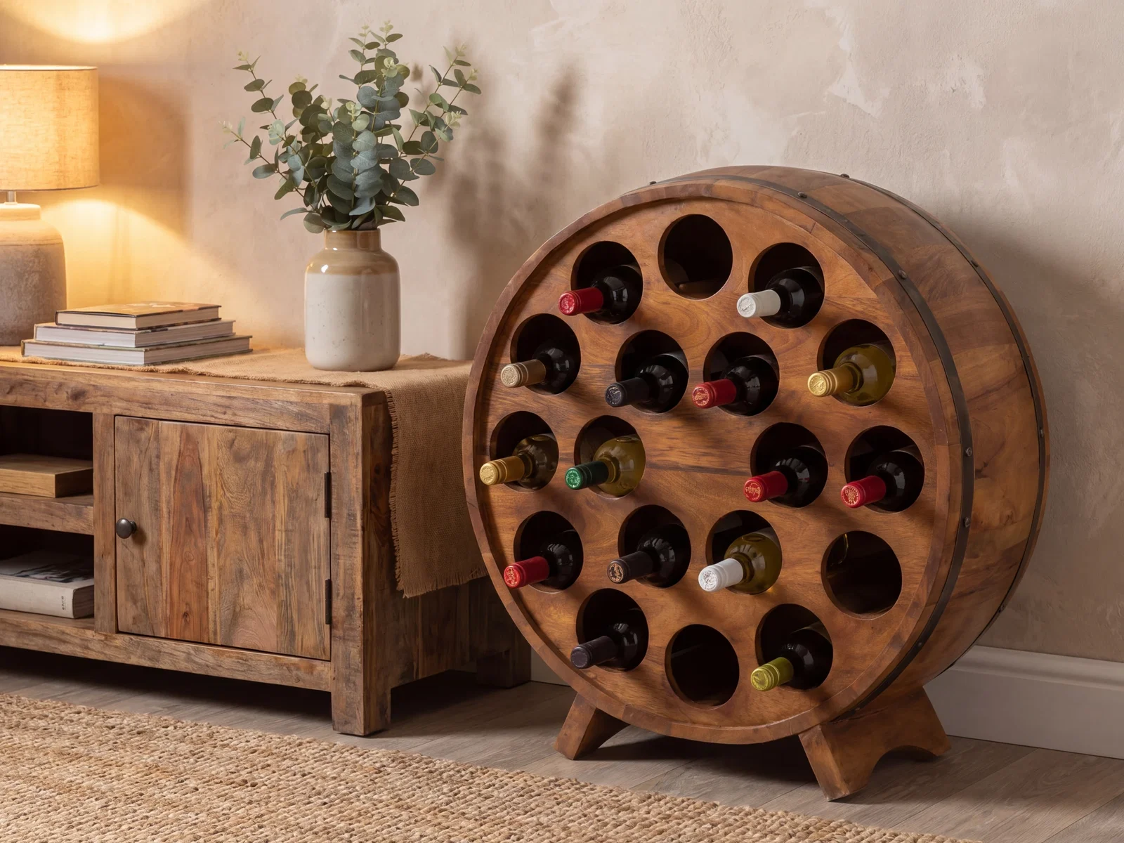 Weinregal Barrel Mangoholz - Fassdesign