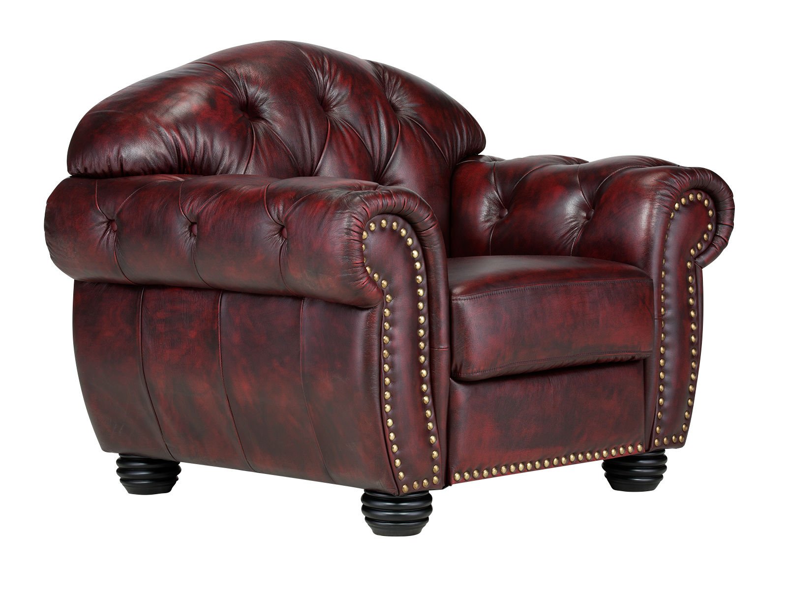 Sessel Chesterfield Hereford Echtleder rot Sessel Chesterfield Hereford Echtleder rot 112x94x96 Schrägansicht