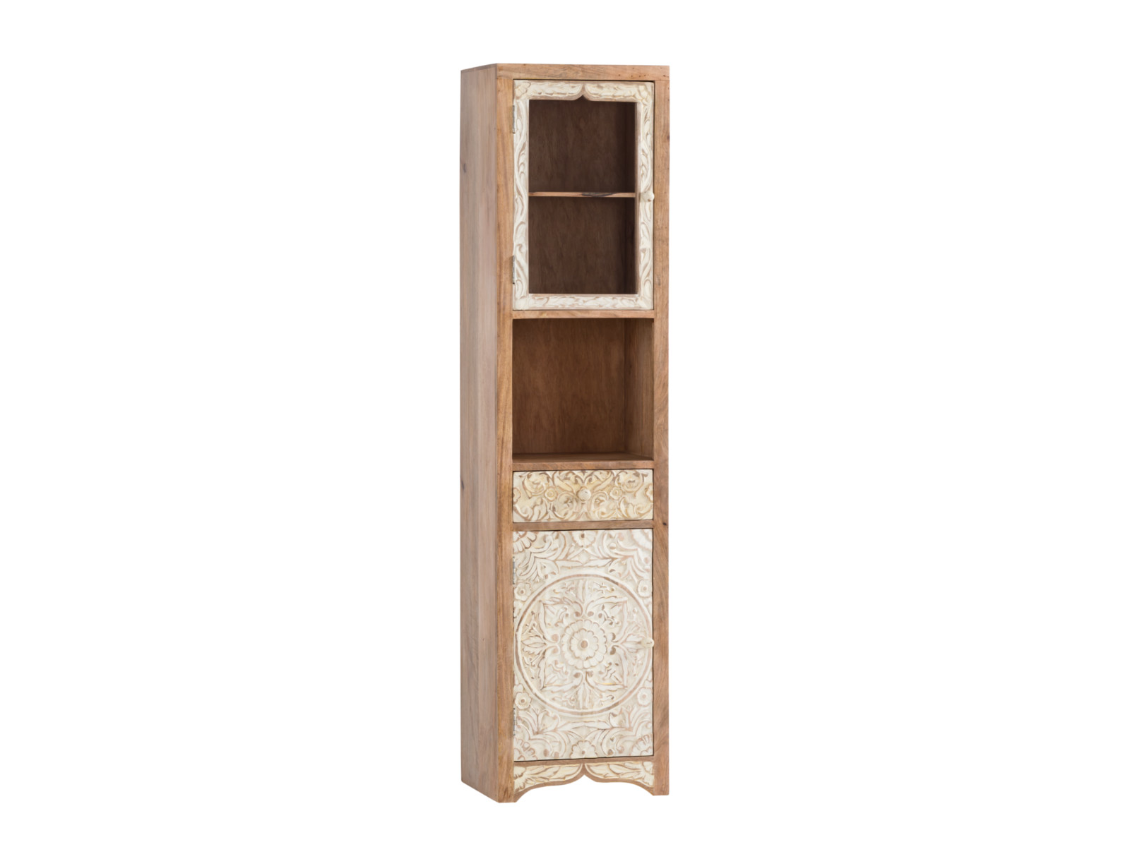 Hochschrank Delhi Holz - Mango 45x185x35 Schrägansicht