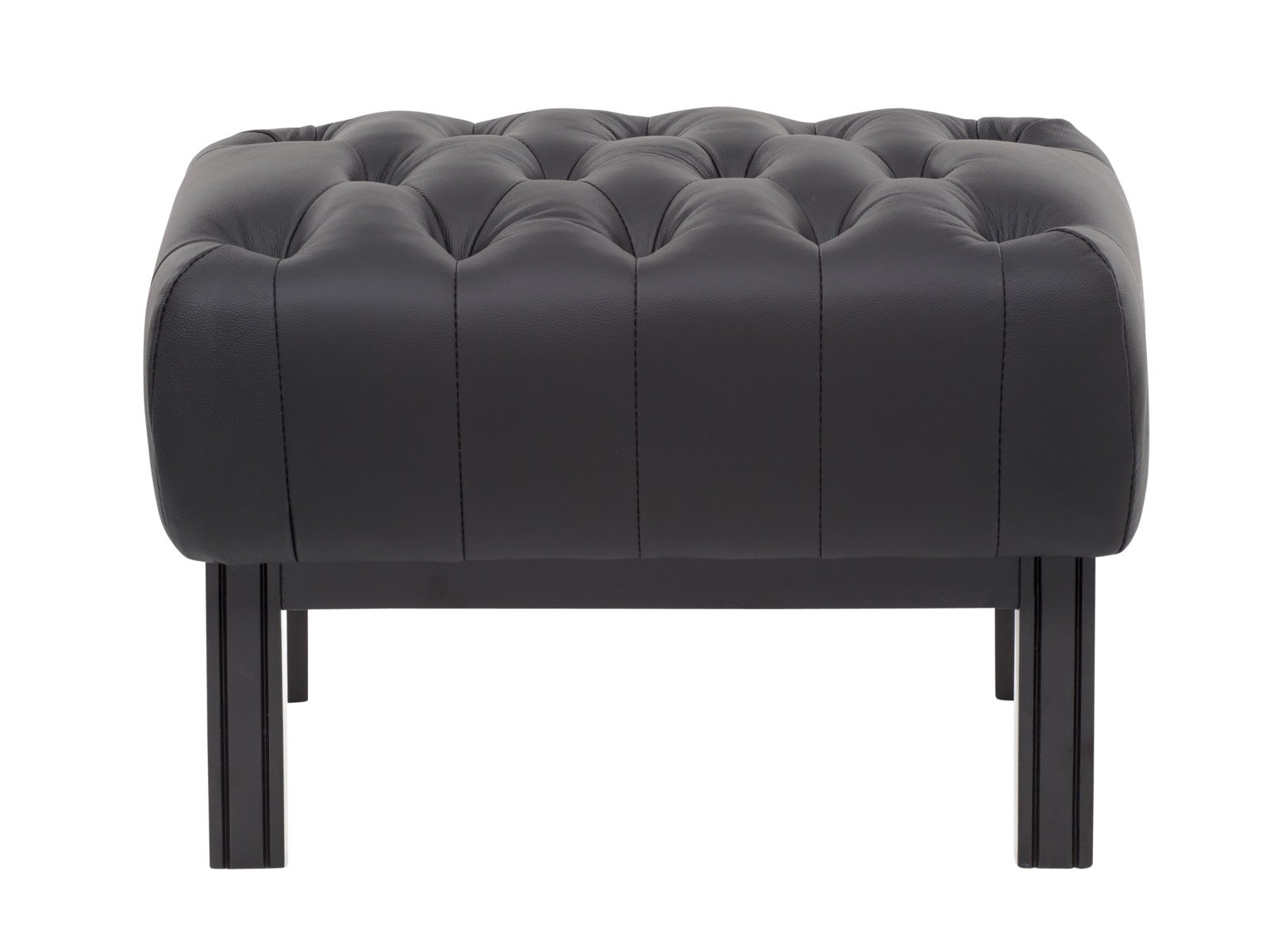 Hocker Chesterfield Kingsfield schwarz Echtleder 61x43x46 Frontansicht