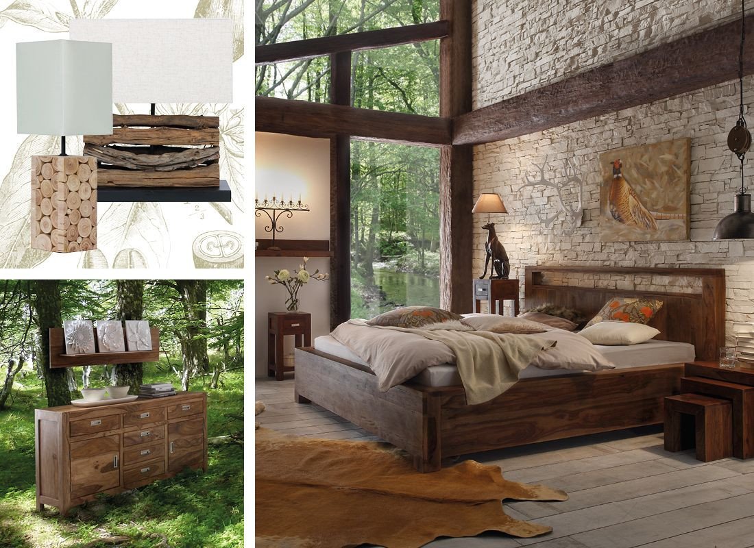 Helles Wohnzimmer im naturinspirierten Stil mit Holzmöbeln, grünen Pflanzen, Leinenstoffen und warmen, neutralen Farbtönen.