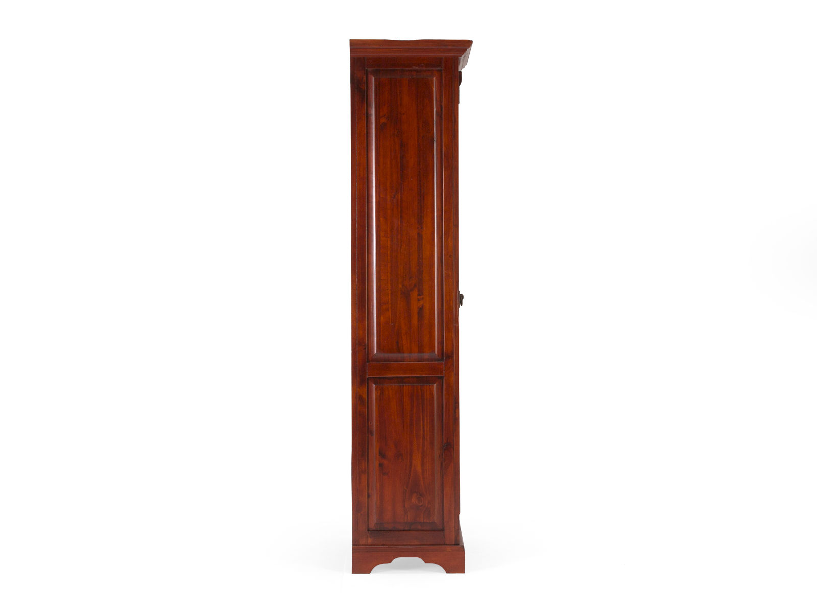 Kleiderschrank Catana, lackierte Pinie in Braun, Freisteller-Seitenansicht, 2 Türen, Maße 75×190×44 cm