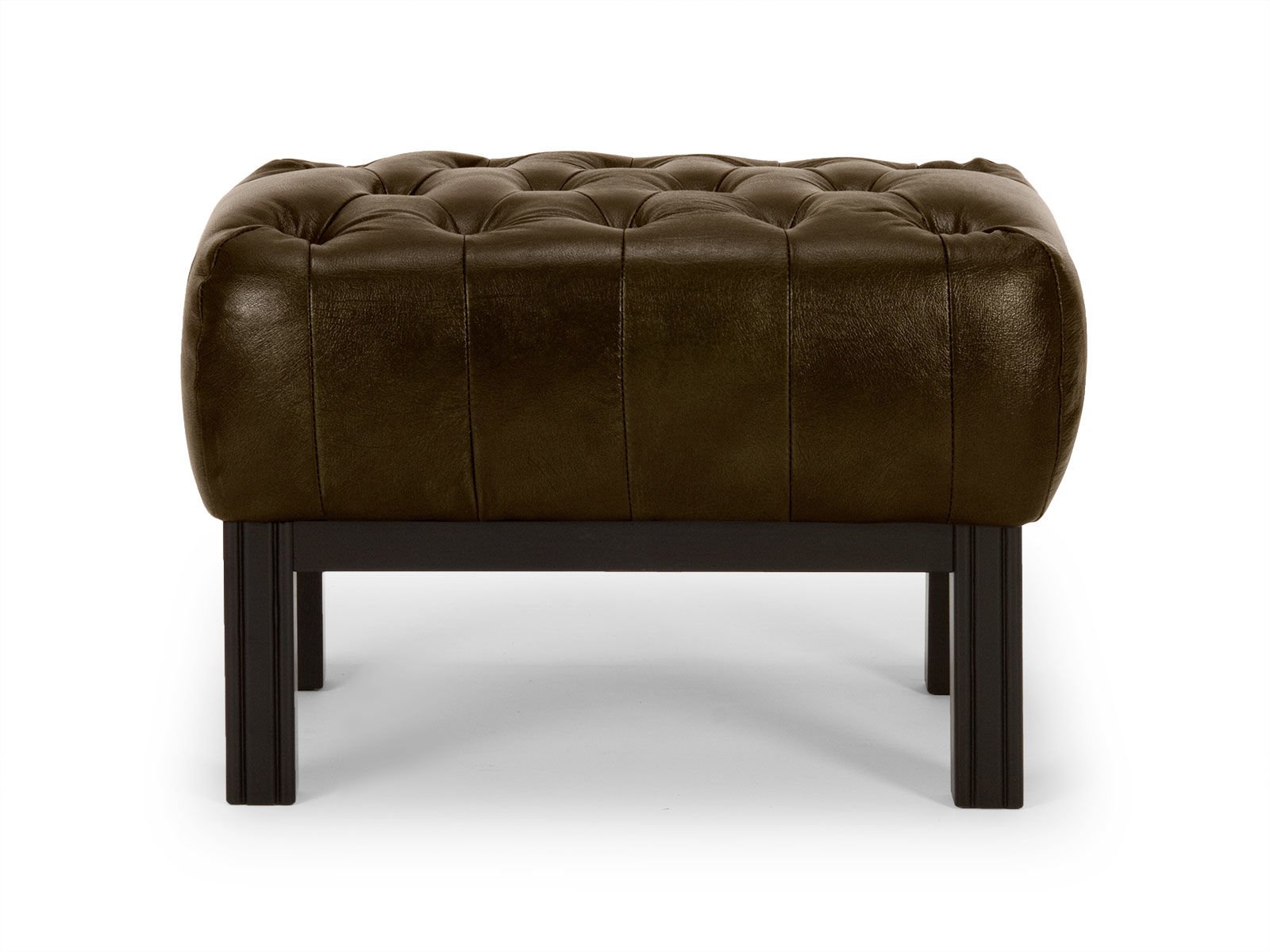 Chesterfield Hocker braun aus Leder – Kingsfield Stil
