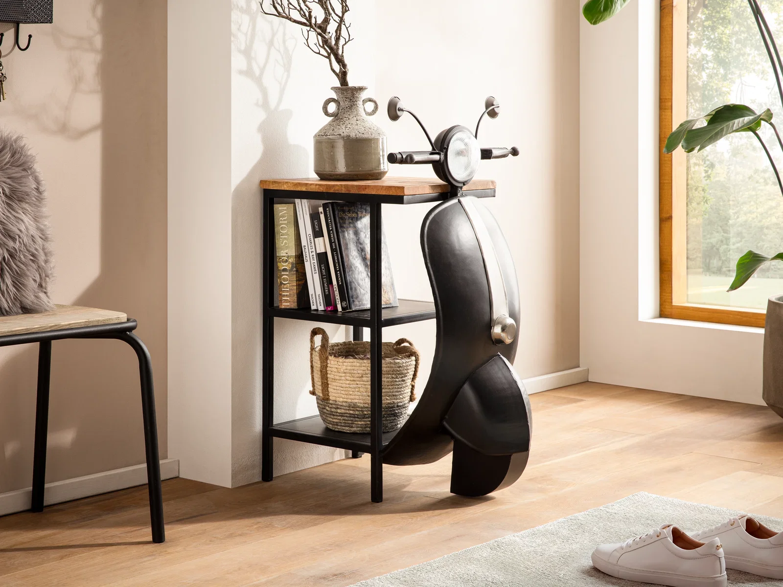 Konsolentisch Scooter aus Metall & Holzplatte Retro