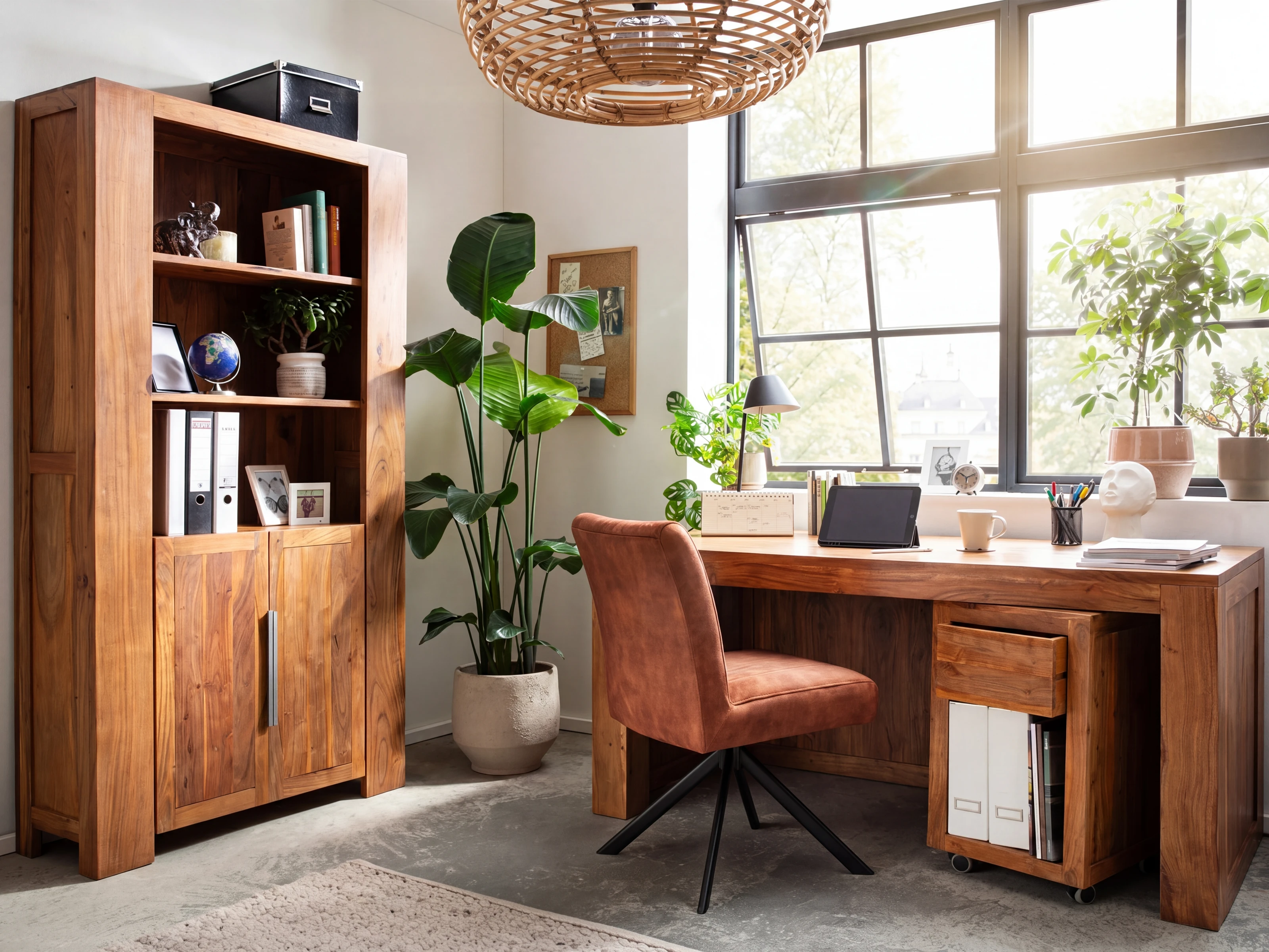 Bücherregal Osbon Akazie - Metallgriffe Silber