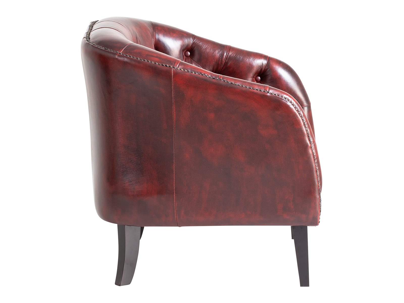 Sessel Chesterfield Oakland Echtleder rot 76x76x76 Seitenansicht