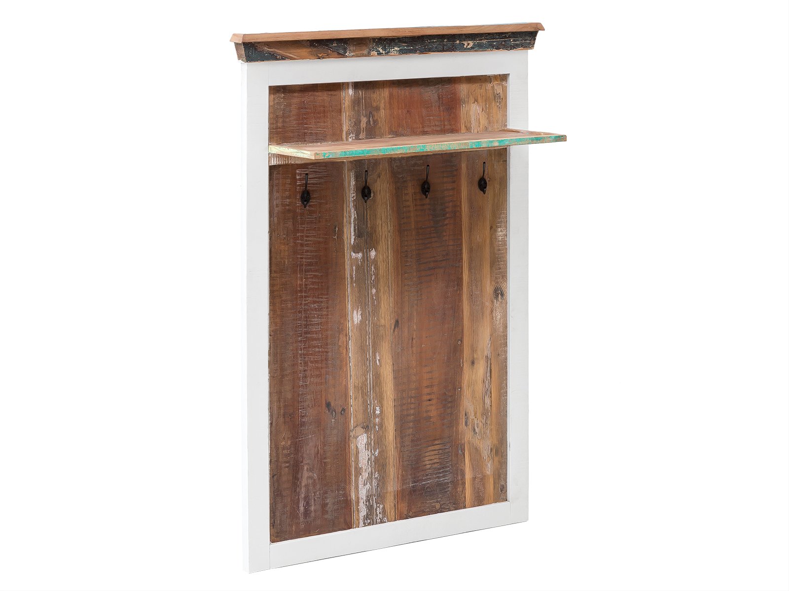 Flur Garderobe Perth Holz - recyceltes Hartholz 80x120x25 Schrägansicht