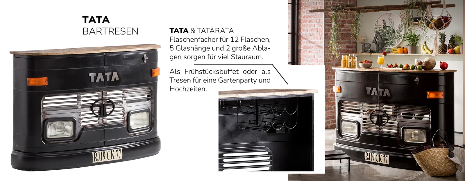 Tata Schreibtisch-Collage: minimalistischer Holzschreibtisch in heller Holzoptik, stilvoll eingerichtet mit Lampe und Stuhl