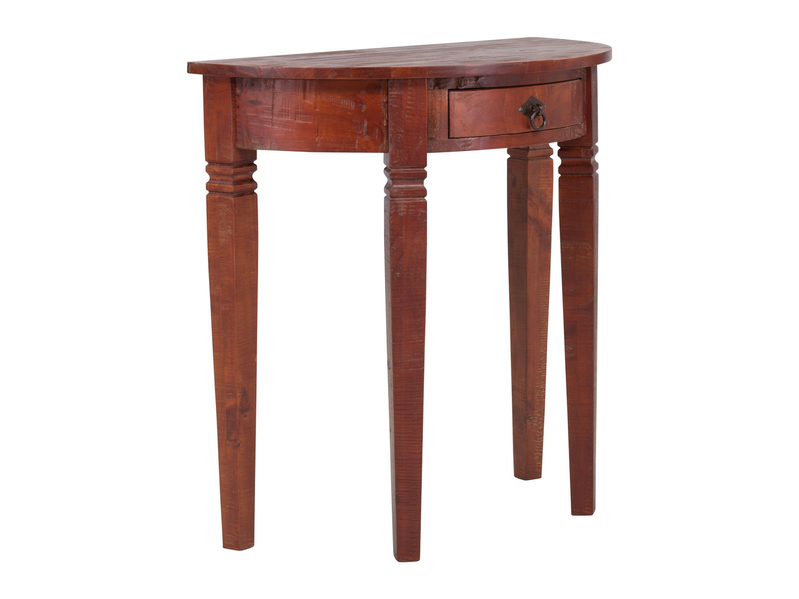 Tischkonsole aus Holz im modernen Wohnambiente, warmes Holzfinish, minimalistisch dekoriert mit Vase und Lampe