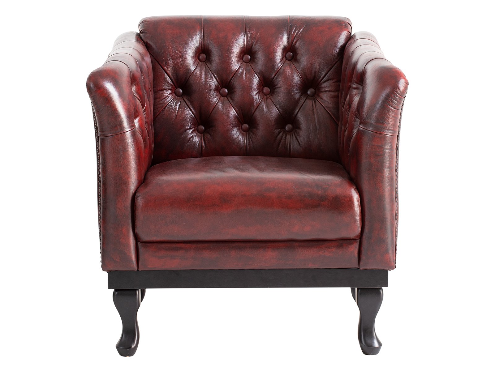 Sessel Chesterfield Dover Echtleder rot 84x80x84 Frontansicht