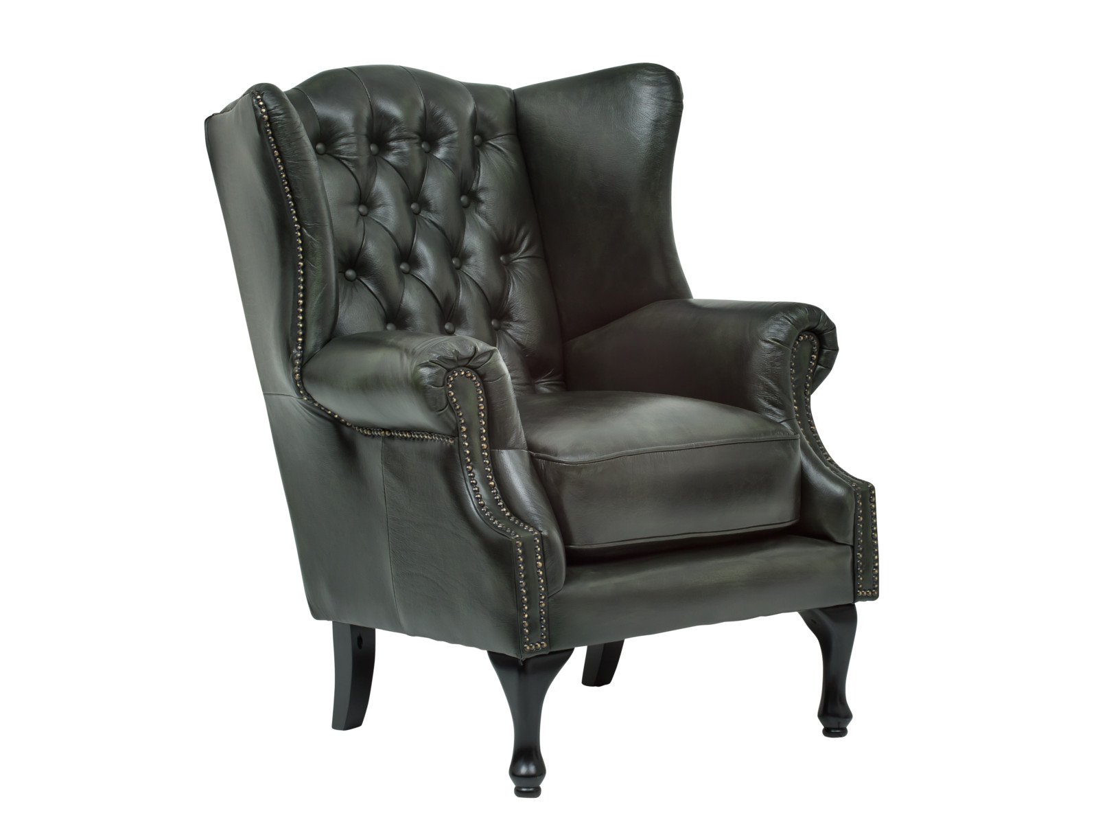 Chesterfield Sessel Pittsfield aus Echtleder antik grün