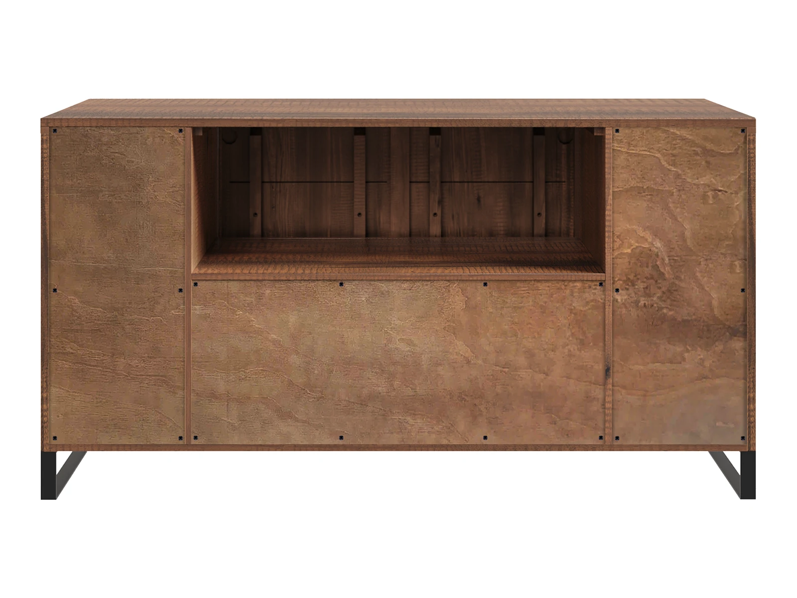 Waschtisch Sydney Pinie 138cm Freisteller Frontansicht: Badset 2tlg. „Sydney“ aus dunkelbrauner, lackierter Pinie – Unterschrank mit offenem Fach.