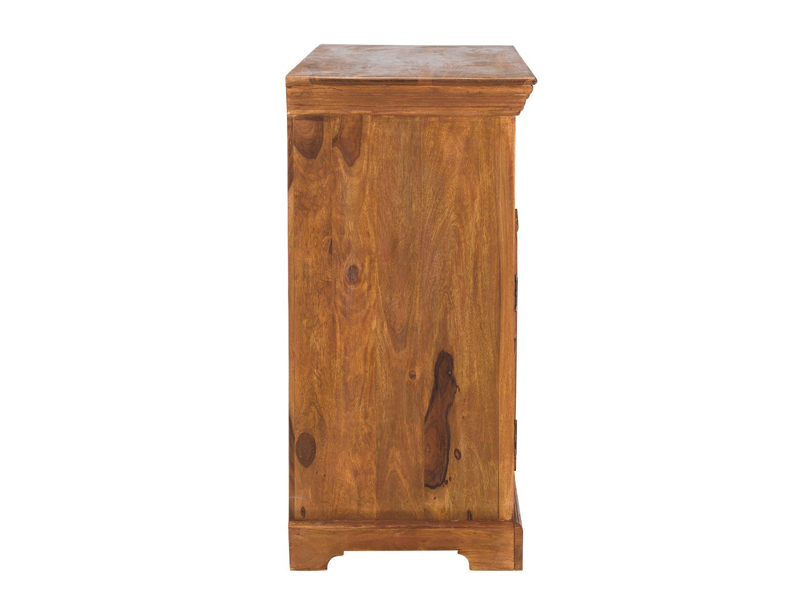 Sideboard Merlino 3-türig, 3 Schubladen, lackierte Akazie (B148×H85×T43 cm), braun, Freisteller Seitenansicht