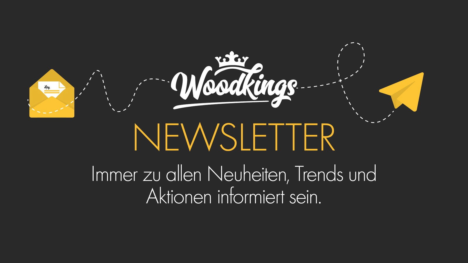 Woodkings Newsletter-Header: modernes Holzmöbel-Motiv in warmen Holz- und Erdtönen, minimalistisches Ambiente, klarer Markenlook