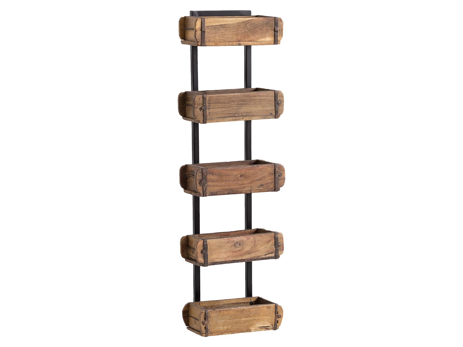 Wandregal Ziegelform 5er Wandregal Ziegelform 5er Holz - Altholz 33x112x17 Schrägansicht