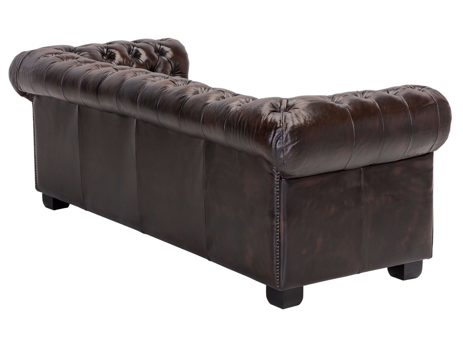 Sofa Chesterfield 3-Sitzer Echtleder braun 200x72x90 Rückansicht