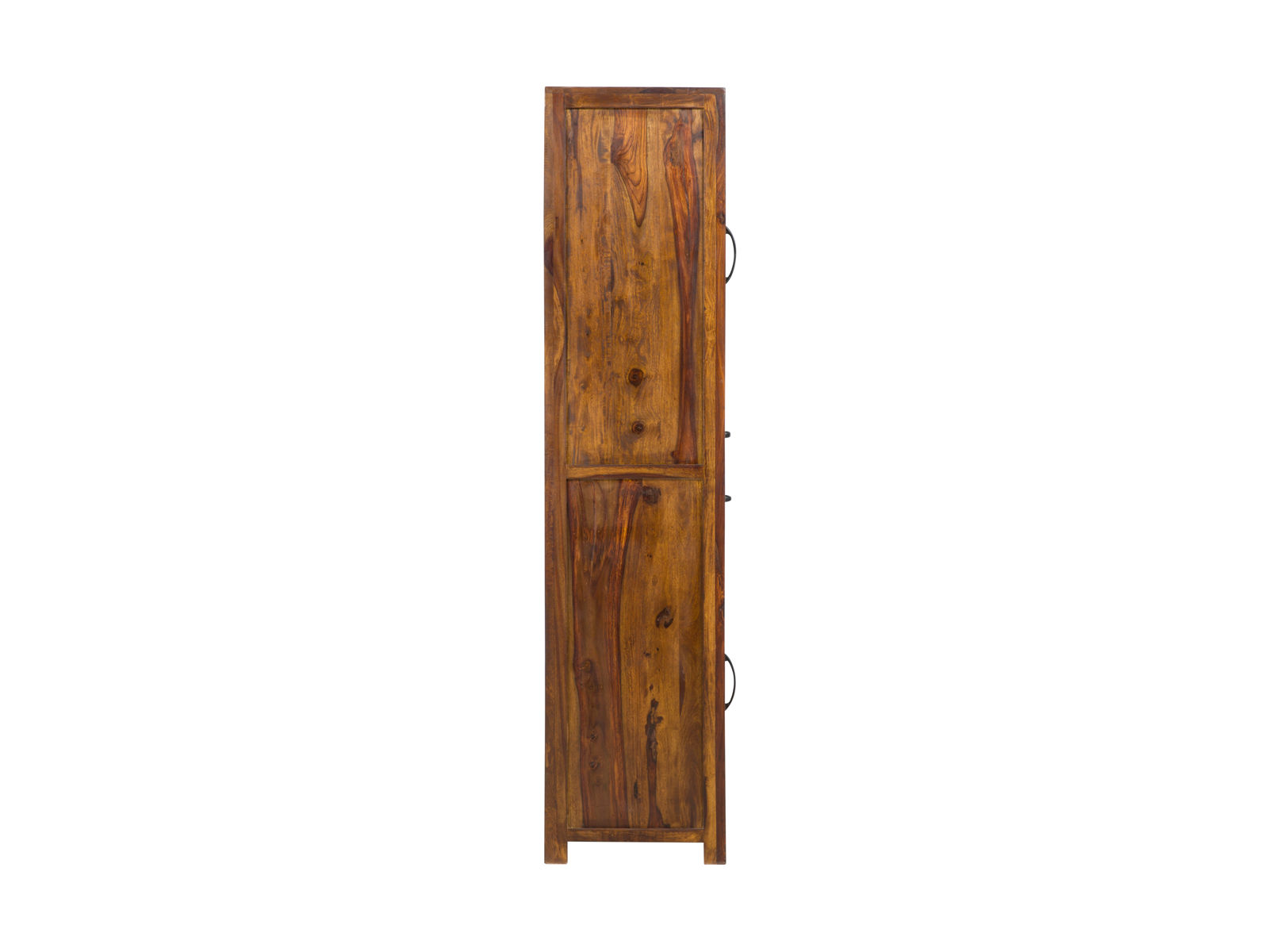 Freisteller-Seitenansicht der Vitrine Palison dunkel, 180×67×42 cm, Palisanderholz, 2 Türen, 2 Schubladen, Türanschlag rechts