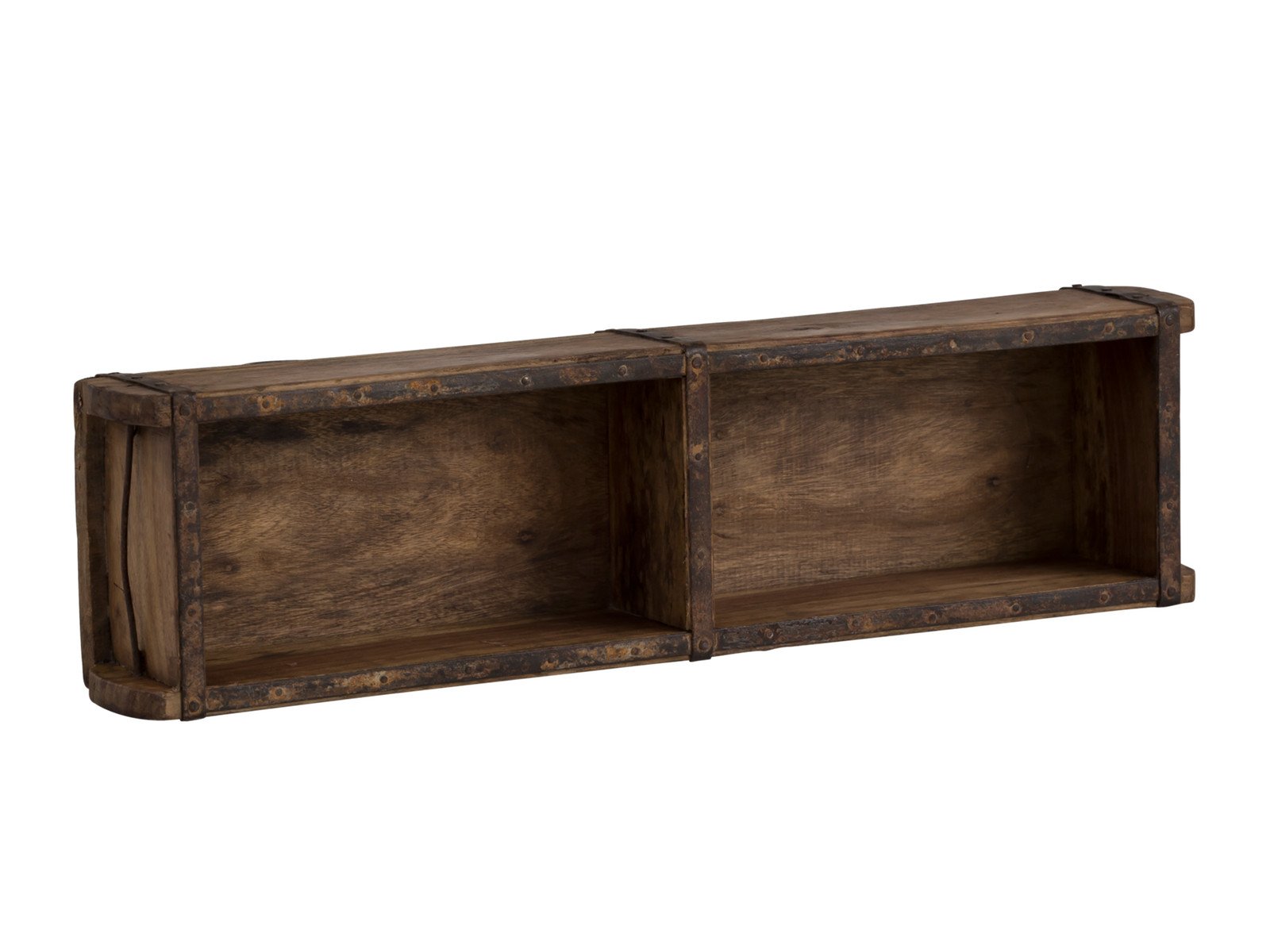 Dekokiste Ziegelform 2er Dekokiste Ziegelform 2er Holz - Altholz 57x15x10 Schrägansicht