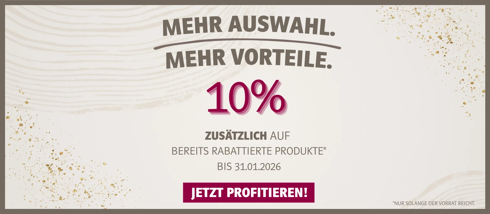 Mobiler Promo-Störer: SALE 10% Rabatt – rotes Badge mit weißer Schrift, auffälliger Aktionshinweis in der Produktliste.
