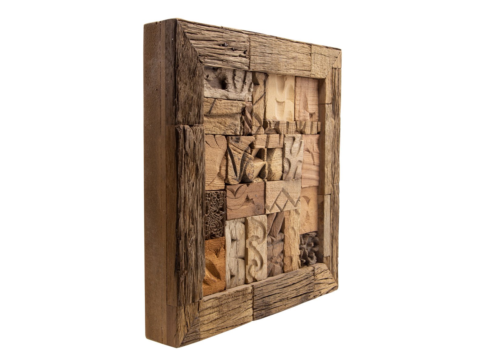 Wandbild Kavali 30x30 Wandbild Kavali 30x30 Holz - recyceltes Hartholz 30x30x5 Schrägansicht