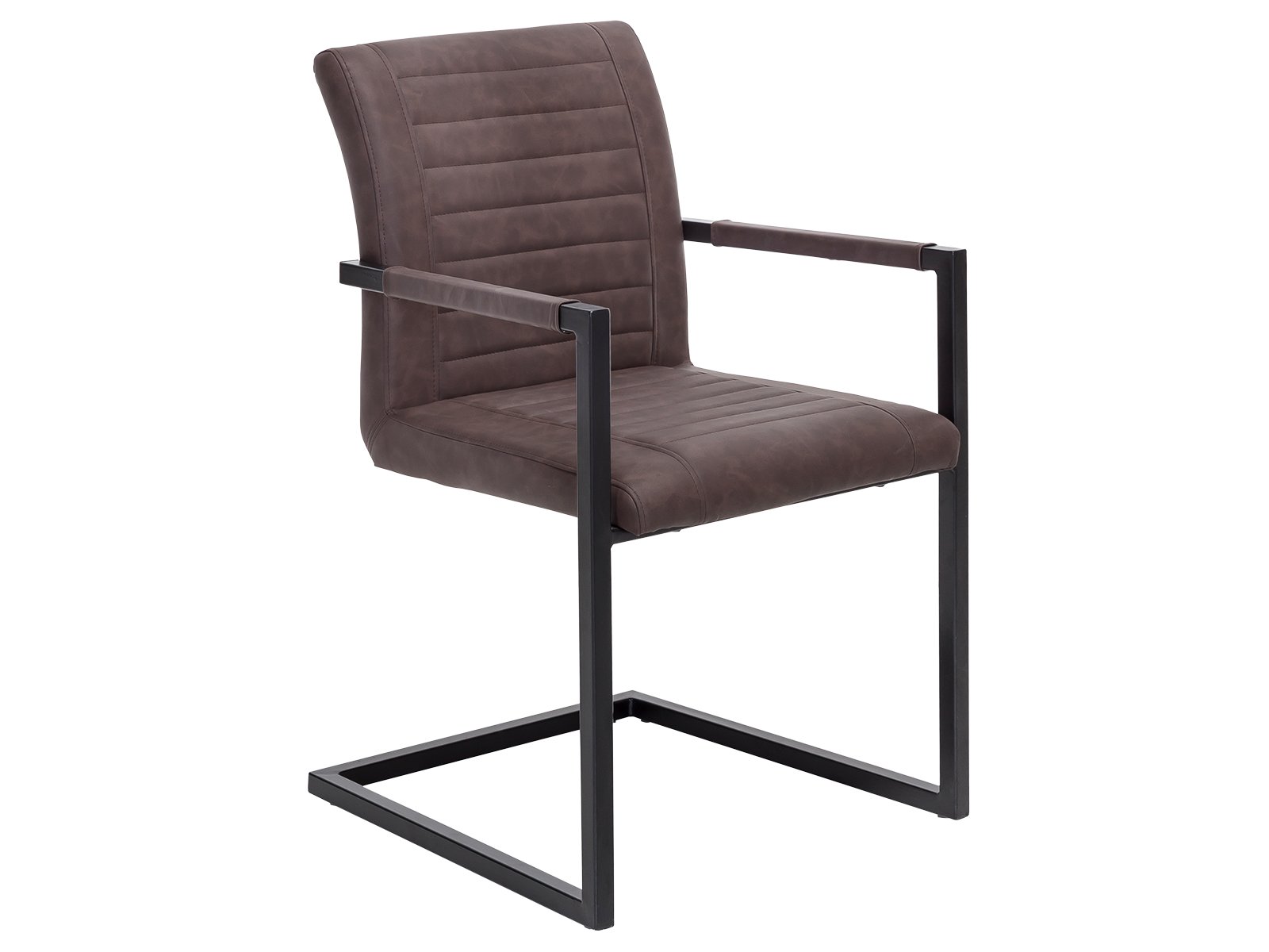 2er-Set Schwingstuhl Picton mit Armlehnen - Braun 2er Set Armlehnschwingstuhl Picton braun Kunstleder / Eisen 54x87x57 Schrägansicht