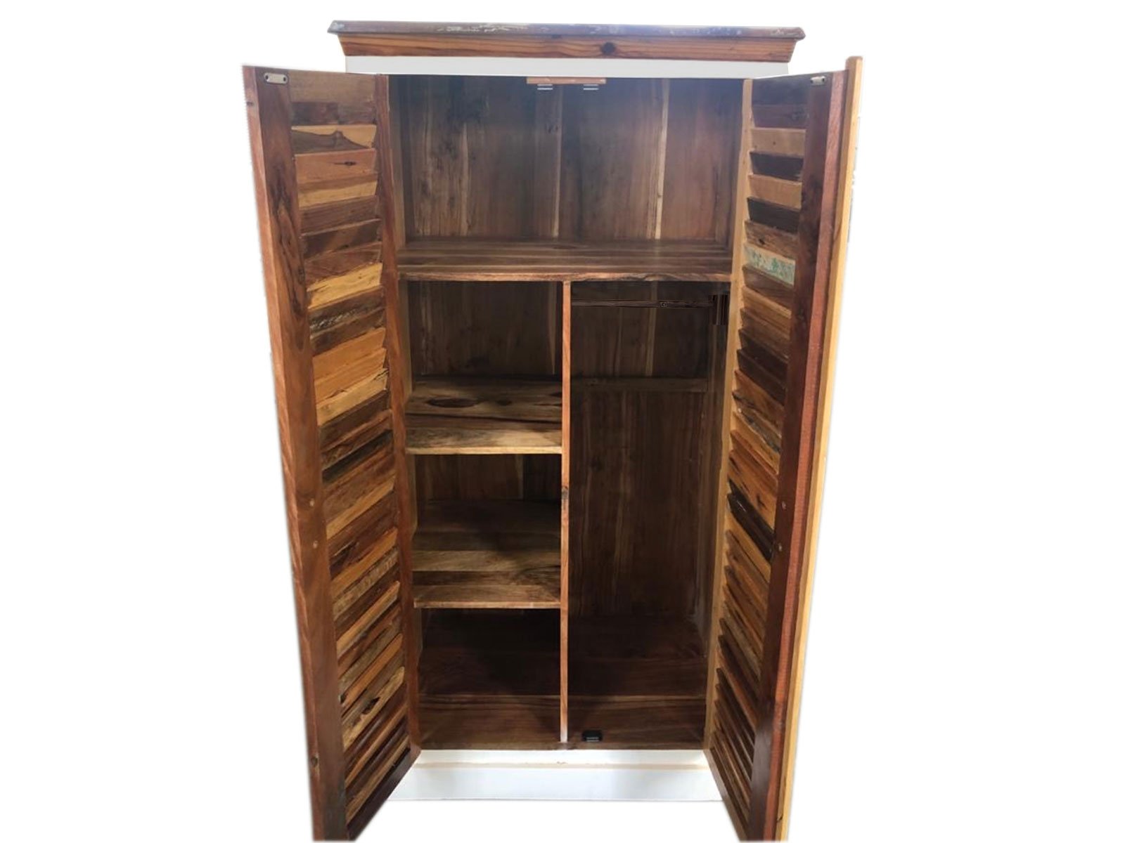 Kleiderschrank Perth Holz - recyceltes Hartholz 90x180x60 Detailbild