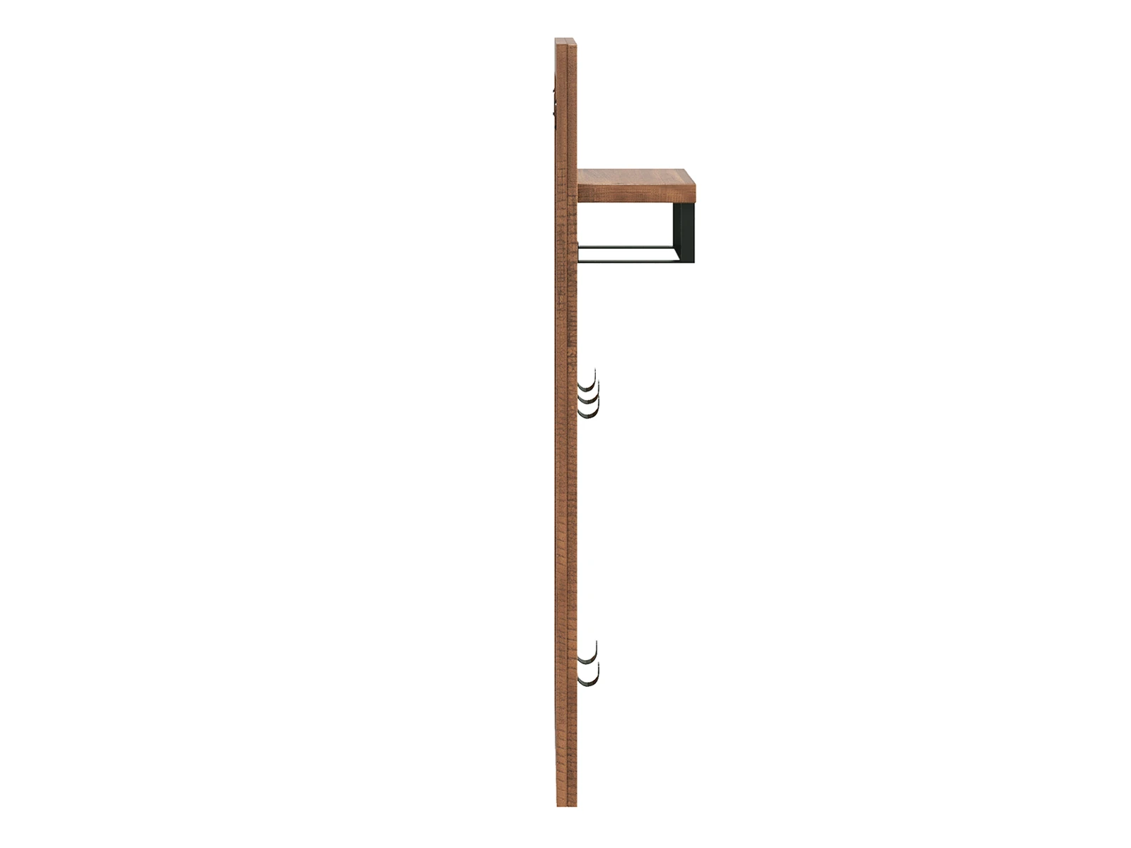 Freisteller-Seitenansicht der Wandgarderobe Sydney Pinie (35×107×20?cm), lackierte Pinie, kompaktes Wandregal mit Haken.
