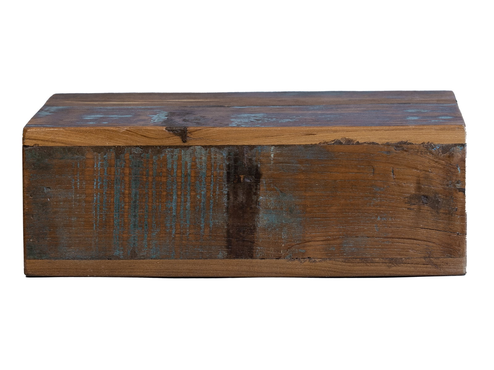 Freisteller Frontansicht: Wandboard Geheimfach aus recyceltem Hartholz (35×11×22 cm), mehrfarbig lackiert