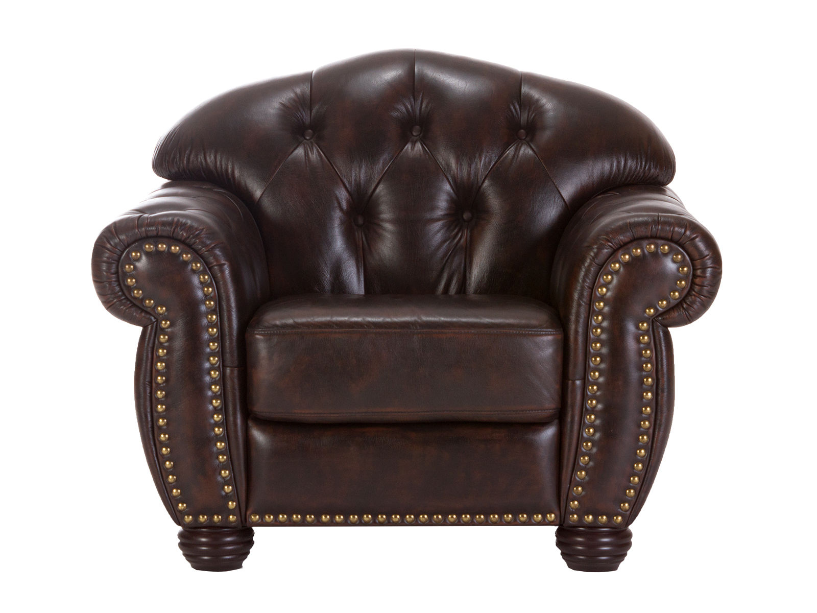 Sessel Chesterfield Hereford Echtleder braun 112x94x96 Frontansicht