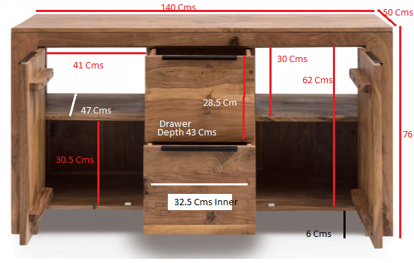 Badmöbel Set Osbon Akazie 2teilig - Metallgriffe Schwarz