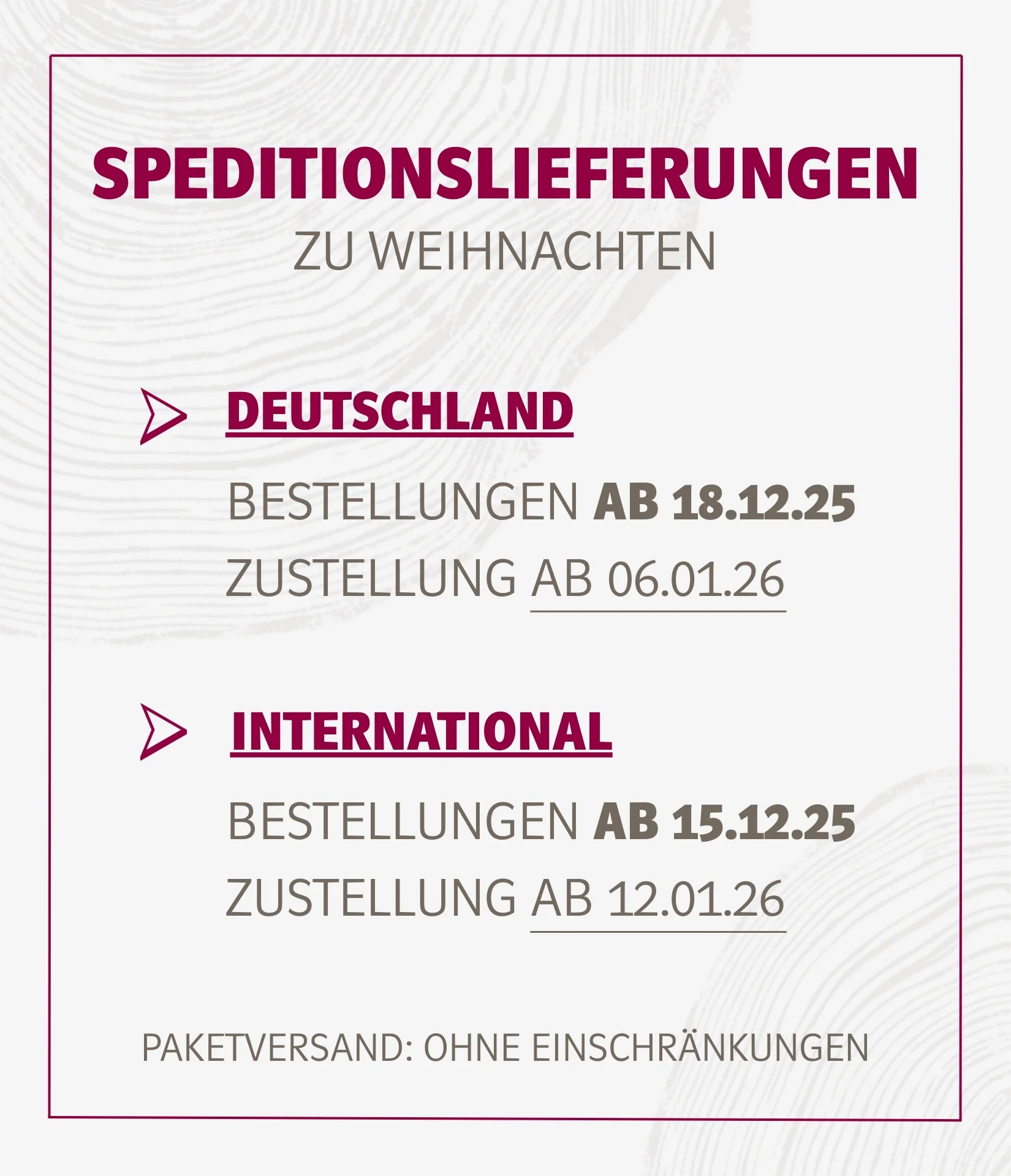 Hinweis-Banner mit dem Text „Lieferhinweis“ – Grafik für Liefer- und Versandinformationen zu Möbeln.