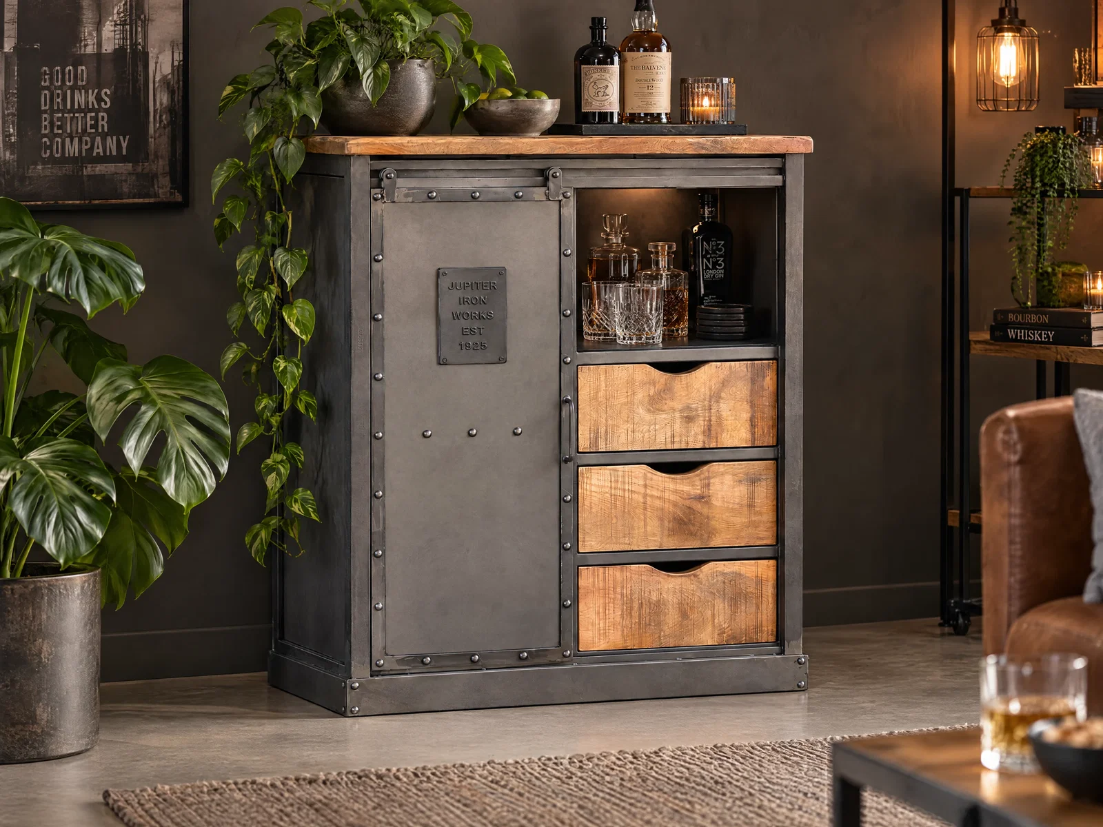 Highboard Ripon Metall/Mango
