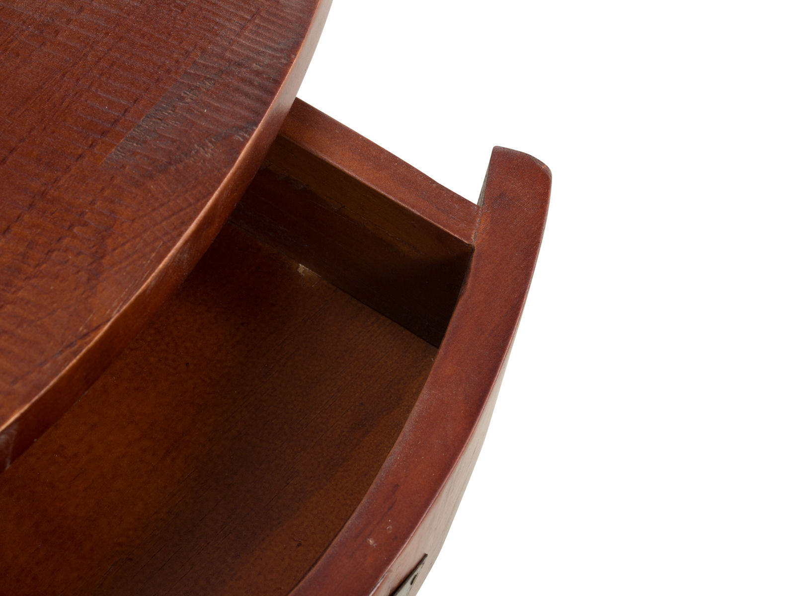 Detailbild Freisteller: offene Schublade Konsolentisch Halbmond Catana, lackierte Pinie in Braun, 80×78×40?cm, 1 Schublade