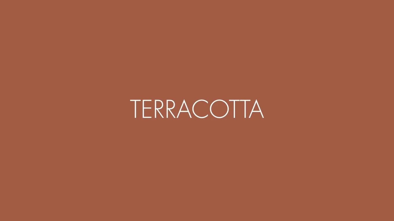Terracottafarbene Fläche mit der Farbbezeichnung Terracotta