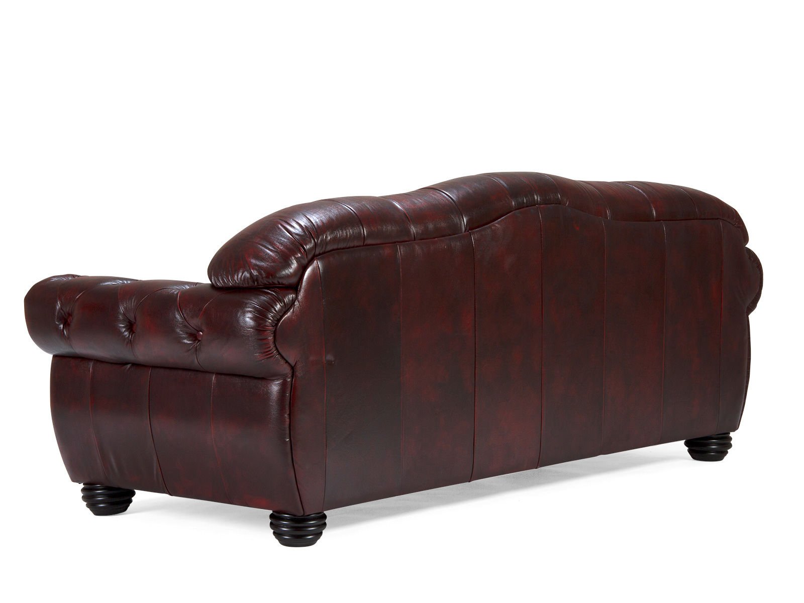 Sofa Chesterfield Hereford 3-Sitzer Echtleder rot 224x94x96 Rückansicht