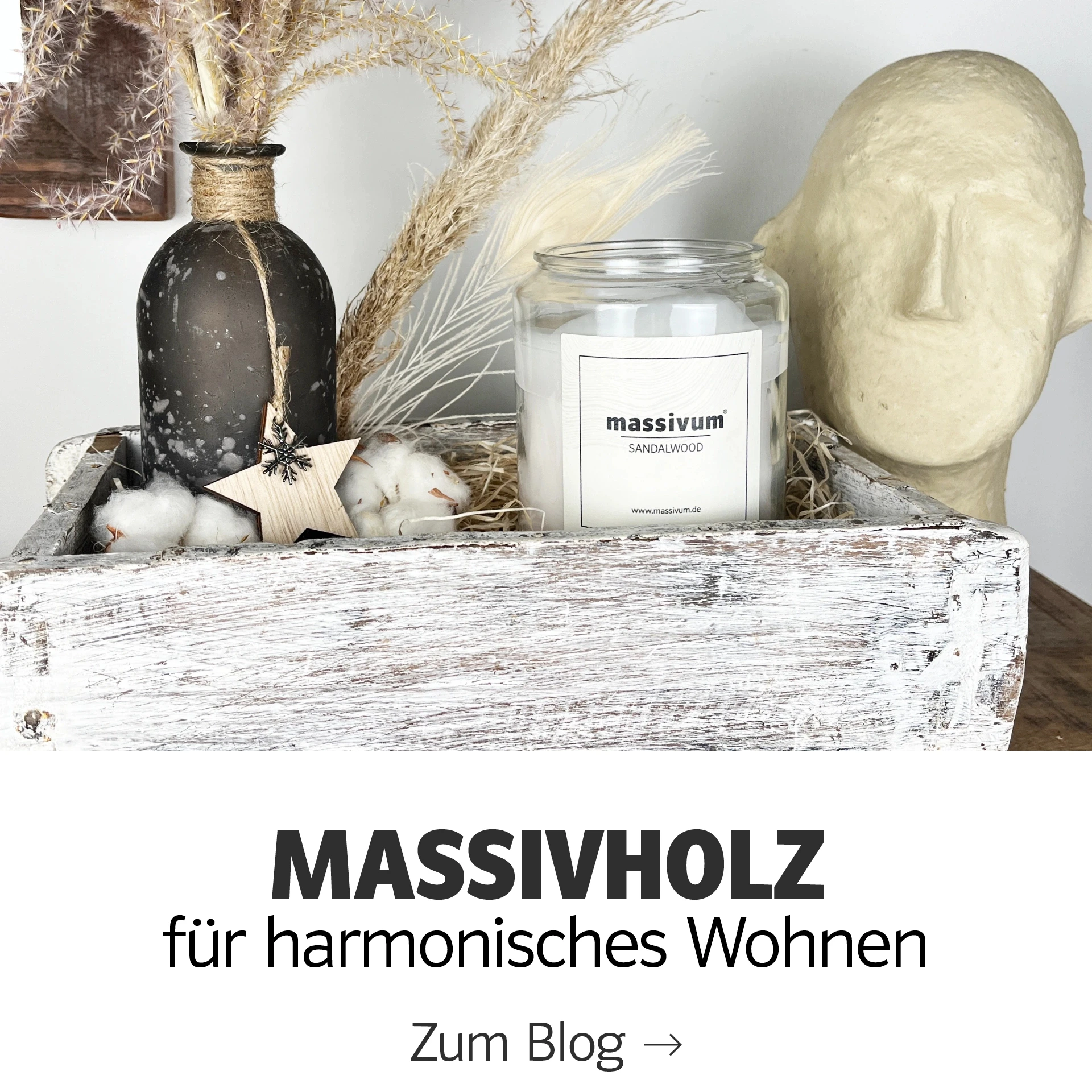 Raster aus Produktkacheln der Herbstkollektion mit warmen Holztexturen, orange-braunen Farbtönen sowie Möbel- und Bodendetails