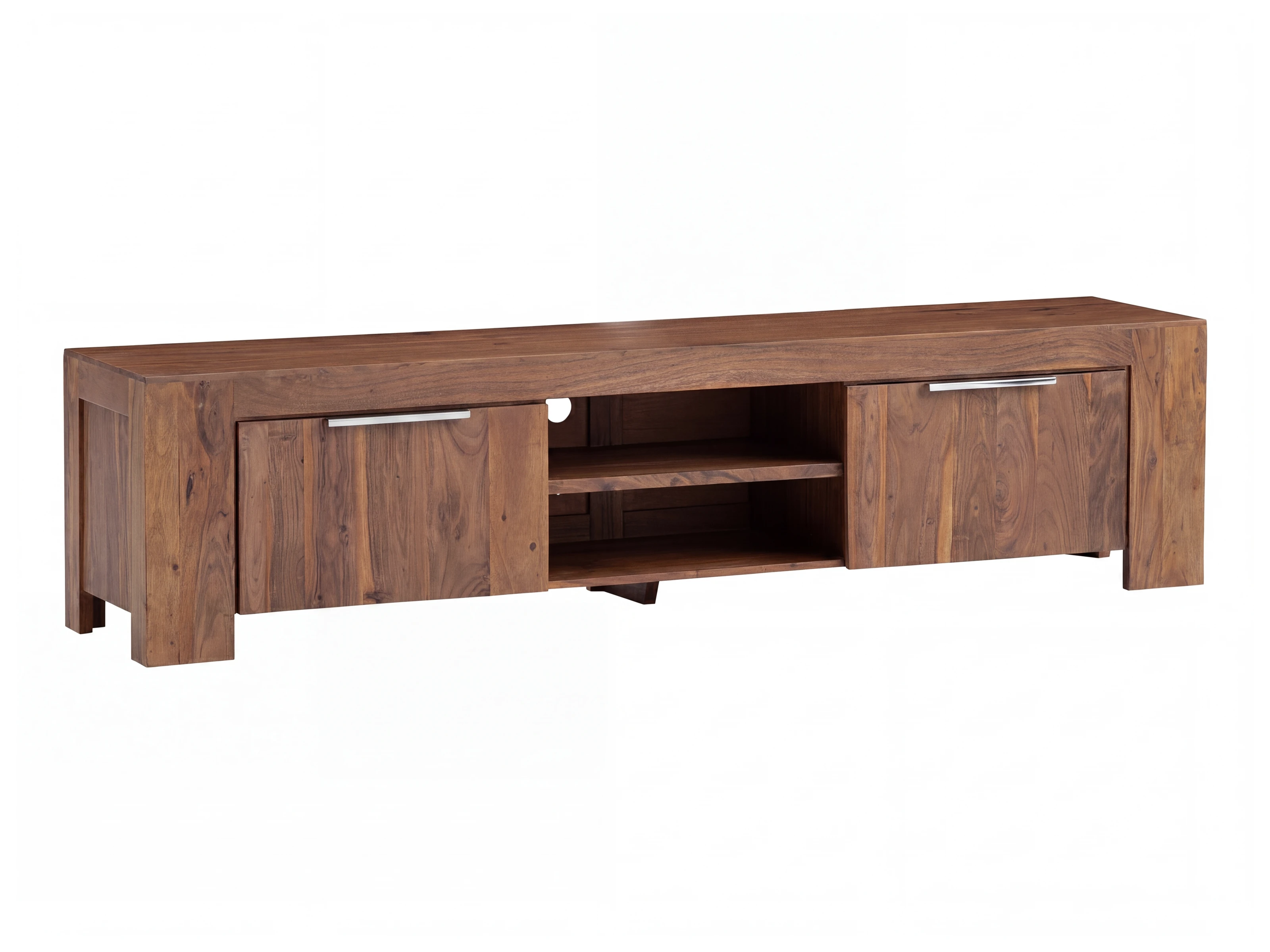 TV-Bank Osbon Akazie - Metallgriffe Silber