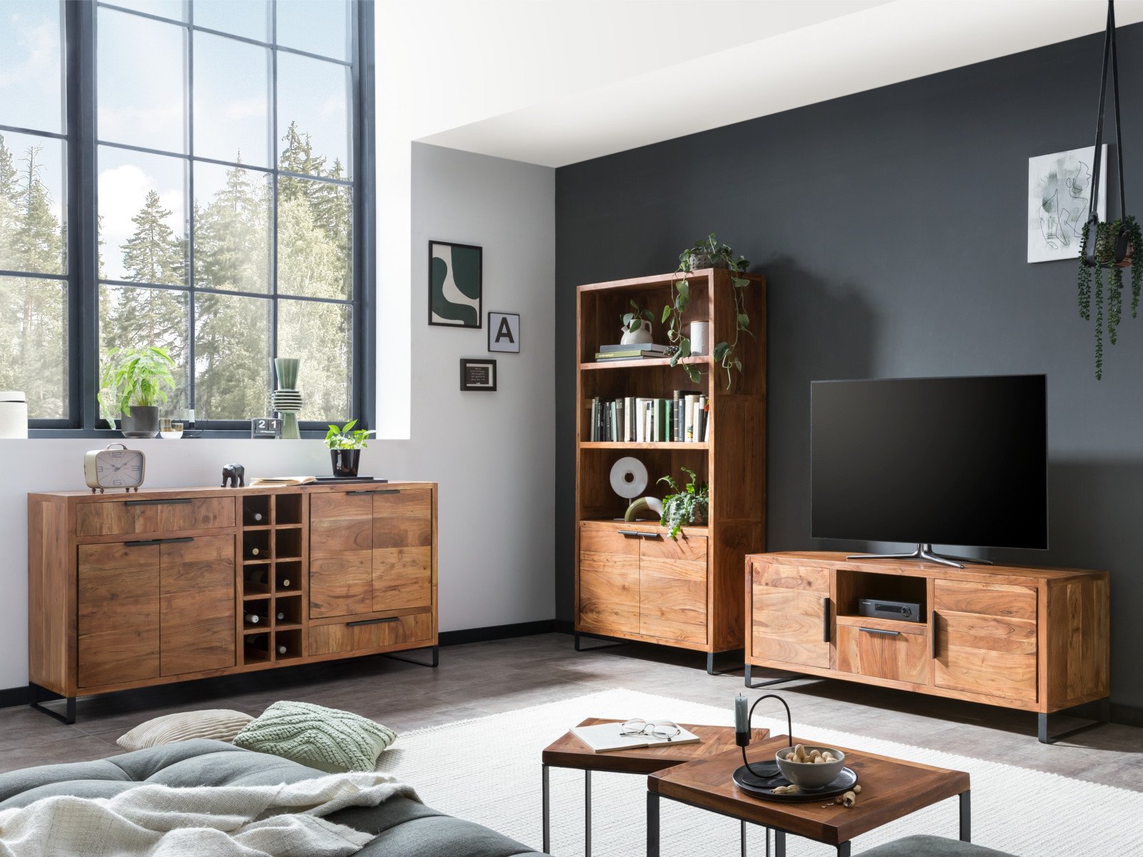 Sideboard Sydney Akazie hell 160cm mit Weinregal kaufen