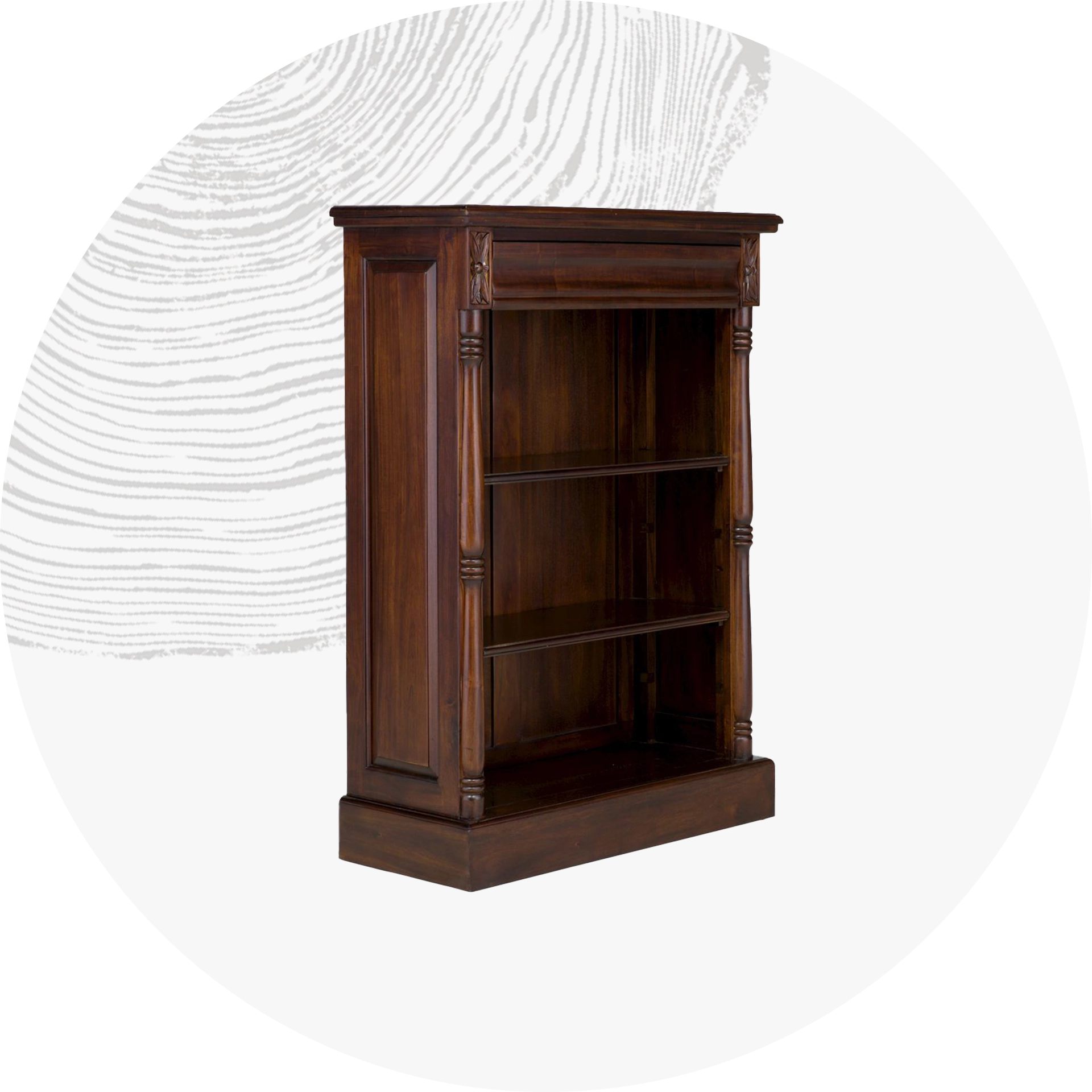 Freigestellte Holzregale vor weißem Hintergrund – modernes, offenes Regalsystem für Wohnzimmer oder Büro