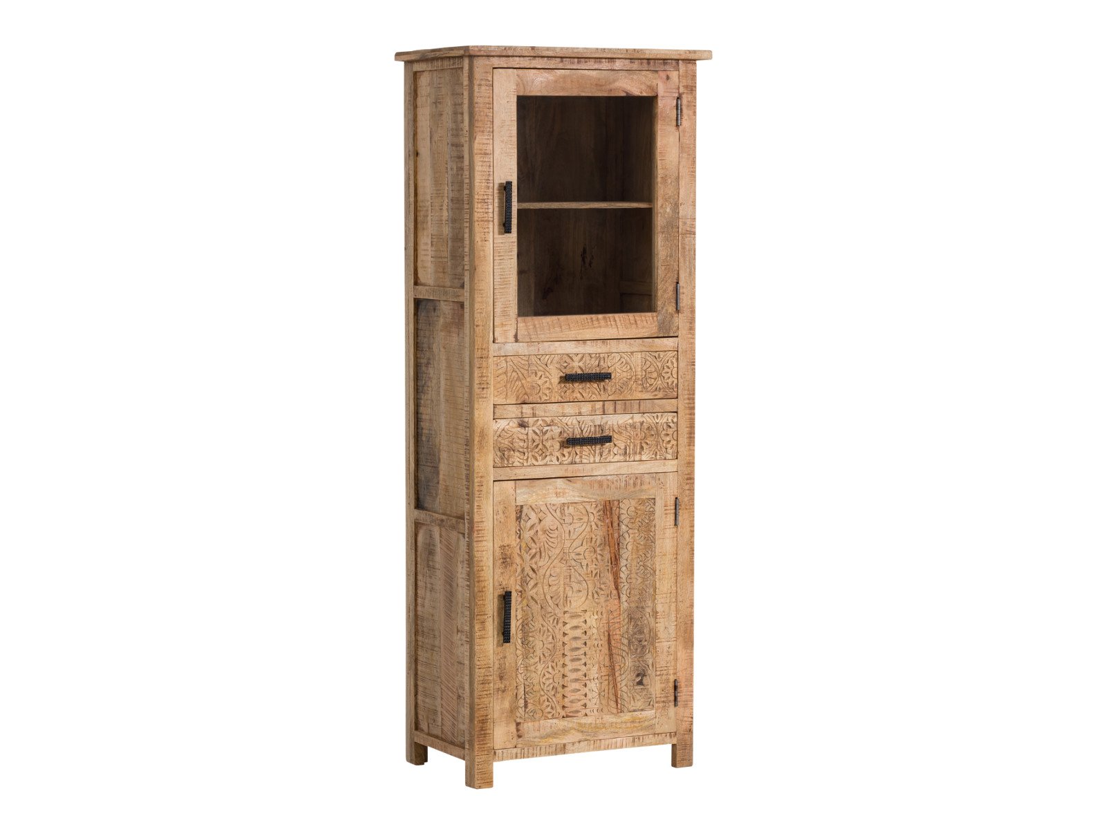 Vitrine Mumbai Vitrine Mumbai Holz - Mango 67x180x42 Schrägansicht