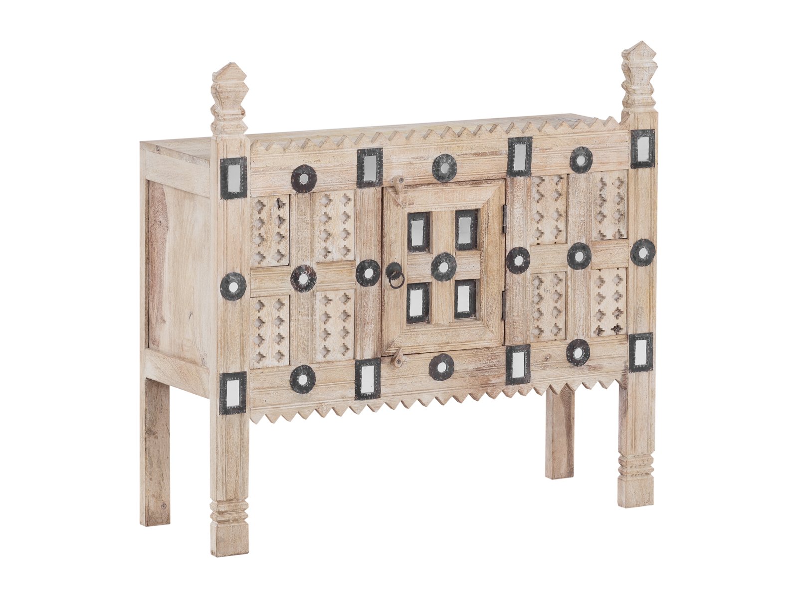 Kommode Damchaya 1türig Kommode Damchaya 1türig Holz - Mango 91x89x31 Schrägansicht