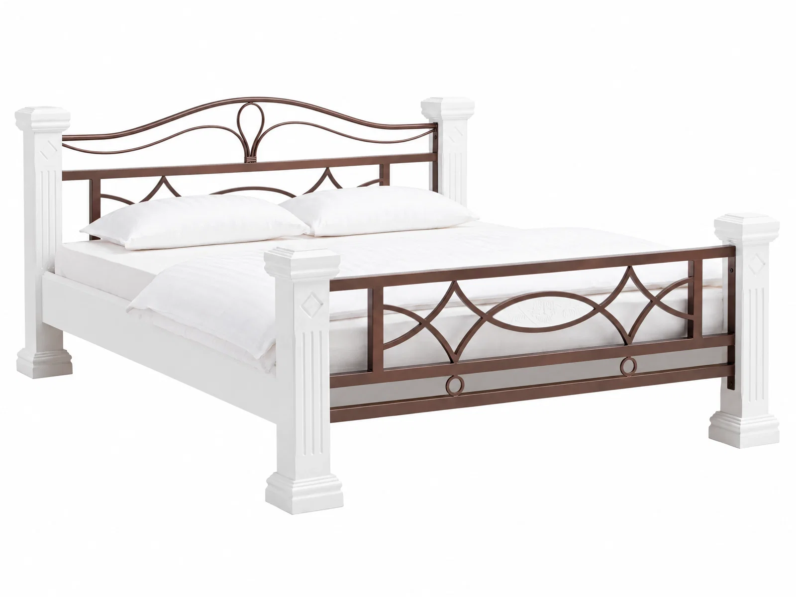 Bett Byzanz 200x200 weiß – Landhausstil & Holz