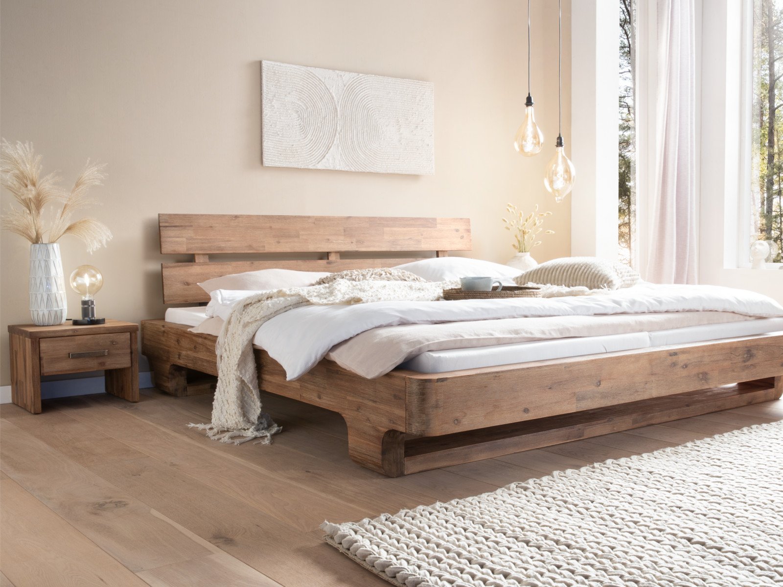 Holzbett Madras Akazie gebürstet Holzbett Madras Akazie gebürstet