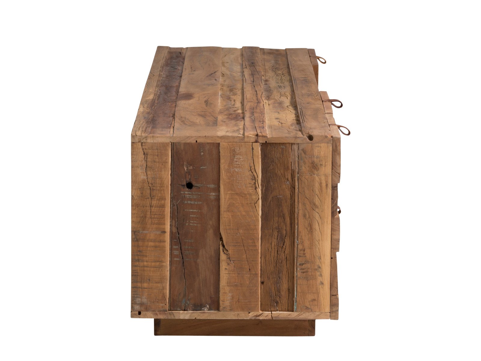 TV-Bank Oldwood Holz - recyceltes Altholz 180x45x45 Seitenansicht