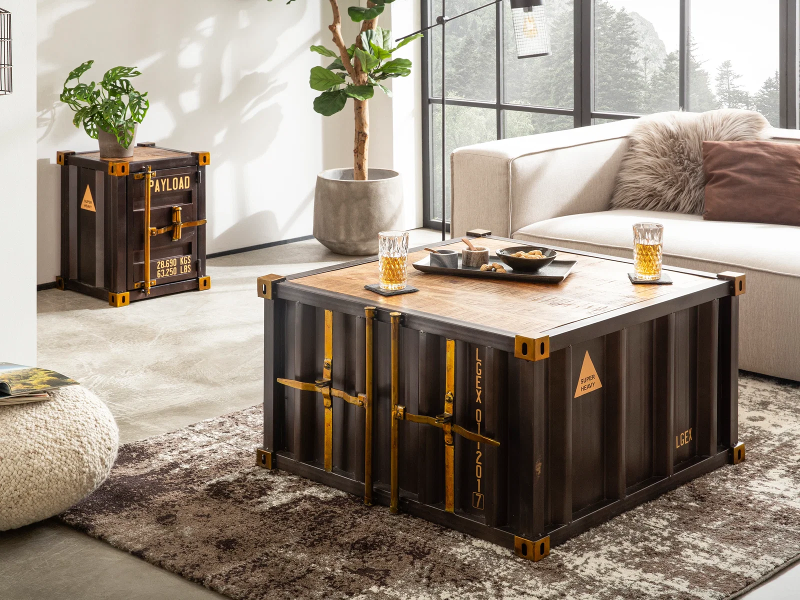 Beistelltisch Industrie-Design Cargon mit Stauraum