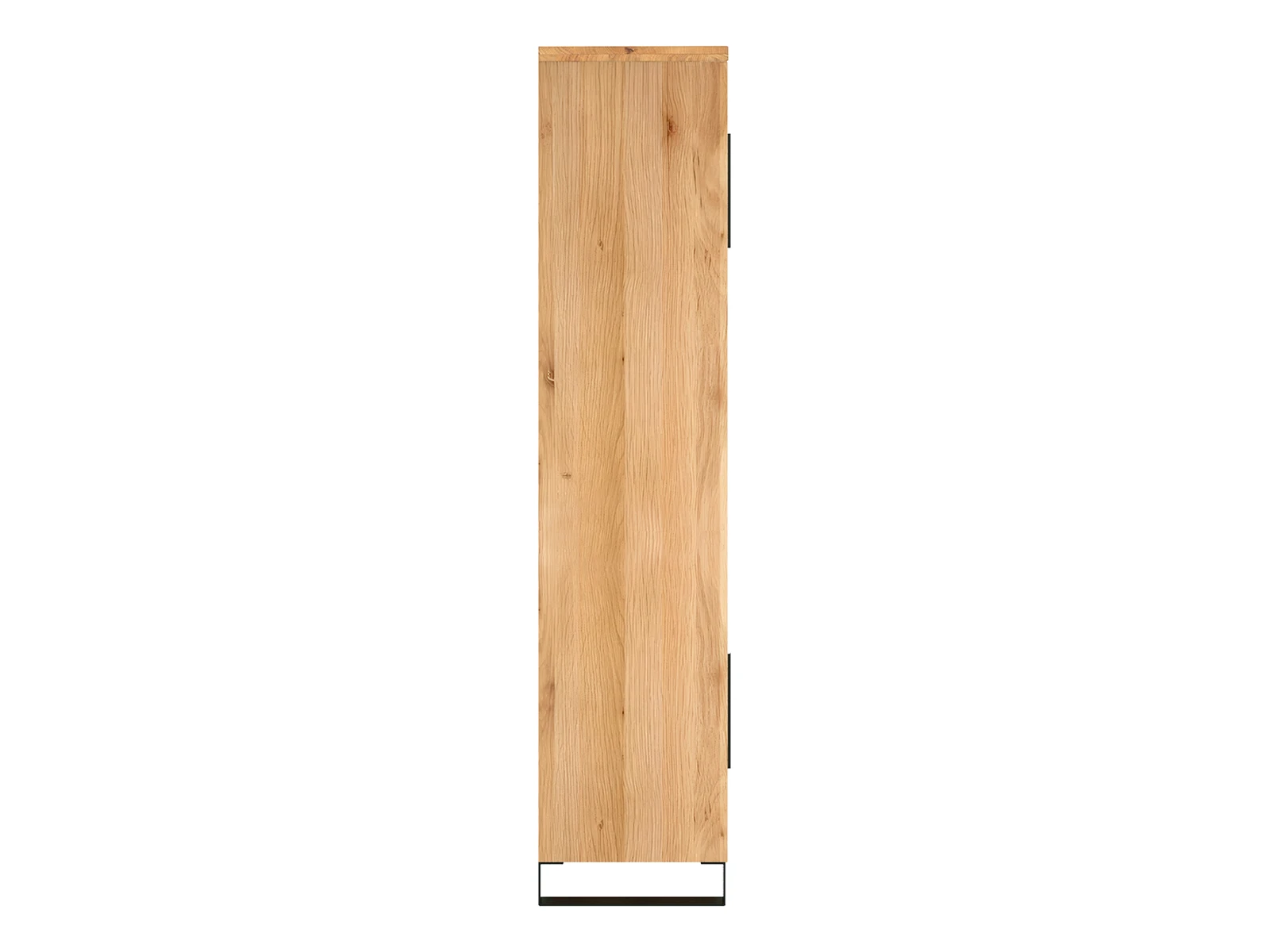 Freisteller Seitenansicht Vitrine Sydney Wildeiche, geöltes Holz, schlank 50×185×41 cm, 2 Türen, 1 Schublade, 1 offenes Fach