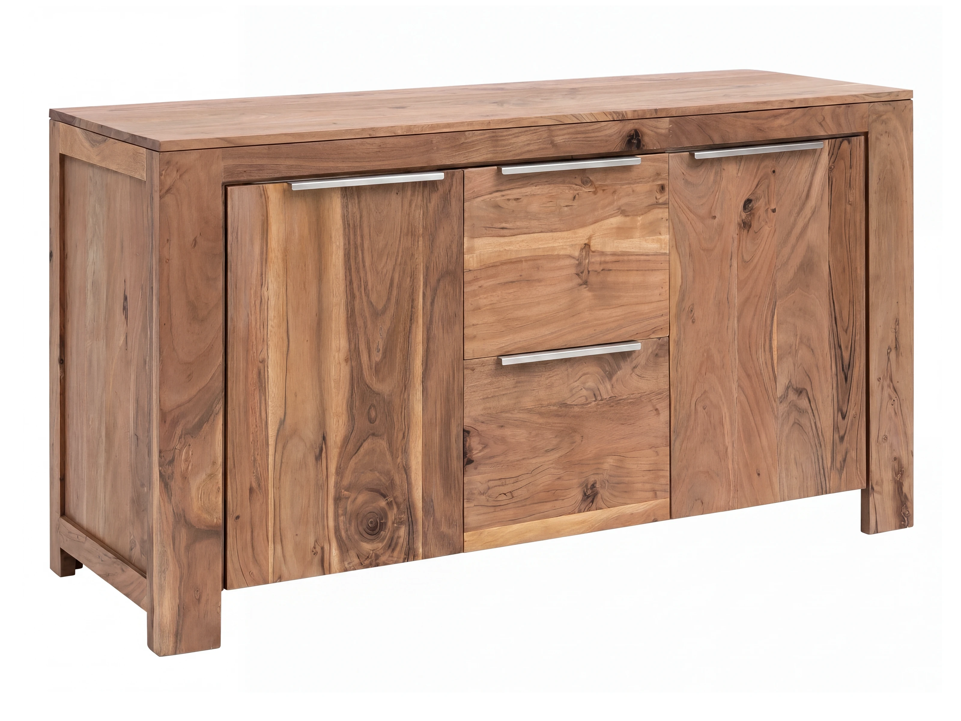 Badmöbel Set Osbon Akazie 2teilig - Metallgriffe Silber