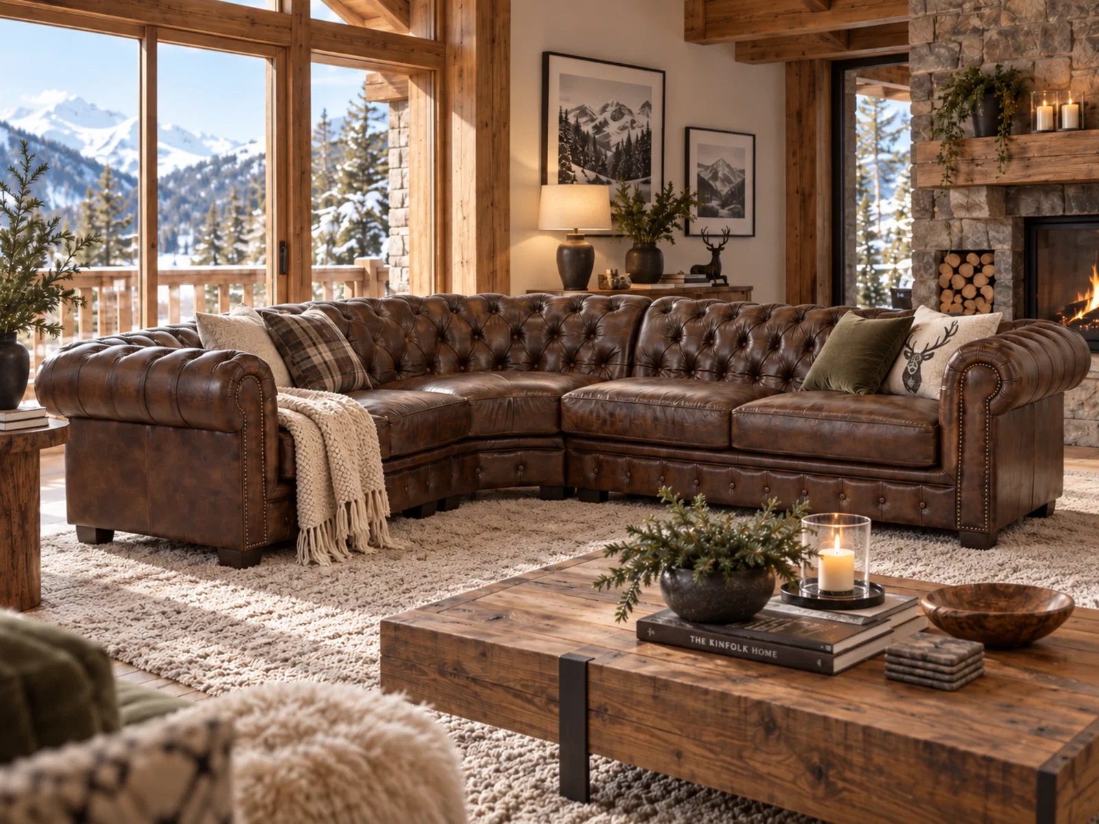Chesterfield Ecksofa Echtleder braun – massivum